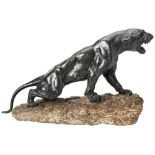 AFTER THOMAS-FRANCOIS CARTIER A FRENCH BRONZE MODEL OF A PANTHER EARLY 20TH CENTURY on a