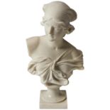 U. DEL BIANCO A WHITE MARBLE BUST OF A MAIDEN CIRCA 1910 her hair tied with a headscarf, mounted