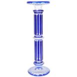 A CONTINENTAL CASED GLASS COLUMN the cobalt layer cut back to fluted long clear facets with a