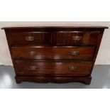 AN EDWARDIAN DRESSING CHEST and a modern yew wood chest of drawers. 79 x 108 x 44 cms