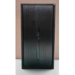 METAL 2-DOOR STORAGE CUPBOARD with tambour roll doors and adjustable shelves 198 cm x 100 cm x 43 cm