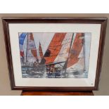 MICHAEL VAUGHAN COLOUR LITHOGRAPH 'ARTEMIS' and one other colour lithograph of racing yachts 75 X 94