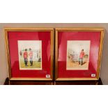 TWO PORTRAIT COLOUR LITHOGRAPHS OF GENTLEMEN and two regimental colour lithographs 50cm X 40cm