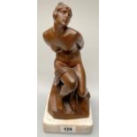 AFTER MARTINELLI A BRONZE SCULPTURE OF A CHASTENED WOMAN dark brown patination, on a square marble