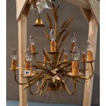 ITALIAN GILT METAL 12 BRANCH WHEATSHEAF CHANDELIER IN 1960'S STYLE 75cm high