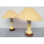 A PAIR OF LAMPS FASHIONED FROM 1920s VASES, A PAIR OF MODERN 'GINGER JAR' LAMPS WITH FLORAL