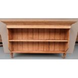 A LARGE PINE 'DRESSER TOP' STYLE WALL SHELF in Victorian style. 108 x 176 x 41 cms