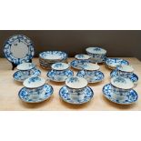 8 LANGTON GILDED EDGE FLORAL BLUE AND WHITE GLAZED CHINA TRIOS, plus three matching side plates,