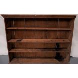 A PINE WALL SHELF, possibly a dresser top, with  three adjustable shelves, early 20th century. 117 x