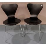 A SET OF FOUR 'ANT' STYLE METAL AND STEAMED PLY CHAIRS, dark wood. 83 cm high