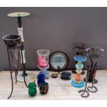 COLLECTION OF CANDLESTICKS AND CANDLE HOLDERS including a pair of hand made brass candle holders