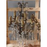 FRENCH STYLE GLASS DROP CHANDELIER LIGHT FITTING 80cm high