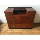 1930's MAHOGANY FRONT DROP-WELL DRESSING CHEST, 4 short drawers over 2 long drawers  94 x 114 x