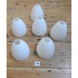 SET OF 4 WHITE GLASS LIGHT SHADES, and a pair of similar light shades
