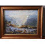 WATERCOLOUR OF RURAL MOUNTAIN SCENE SIGNED W.H WASLEY, 1913 (74cm X 53cm)