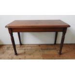 VICTORIAN MAHOGANY TURNED LEG CONSOLE TABLE 80cm high x 127cm wide x 52cm deep