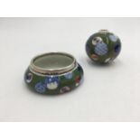 MINIATURE JAPANESE FUKAGAWA GREEN-GROUND GLOBULAR VASE LATE MEIJI / TAISHO PERIOD together with a