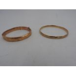 9CT GOLD SLAVE BANGLE AND 9CT GOLD COVERED BANGLE WITH METAL CORE