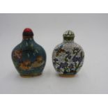 TWO CHINESE CLOISONNE SNUFF BOTTLES 20TH CENTURY 7.5cm high