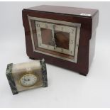 WOODEN CASED MANTEL CLOCK AND MARBLE CLOCK