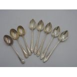 5 MATCHING HALLMARK SILVER TEASPOONS AND 3 OTHER HALLMARK SILVER TEASPOONS Approx 6 oz total