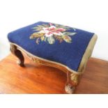LOUIS XV STYLE STAINED BEECHWOOD AND UPHOLSTERED STOOL 20TH CENTURY enriched with parcel gilt 23cm