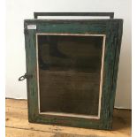 SMALL DISTRESSED PAINTED GLAZED WALL CABINET 55 x 44 x 14cms