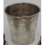 CONTINENTAL SILVER TAPERED BEAKER, 6cm high