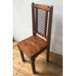 INDIAN SHEESHAM SINGLE CHAIR WITH FRETWORK IRON PANEL BACK