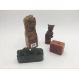 FOUR CHINESE CARVED SOAPSTONE SEALS 20TH CENTURY largest, 17cm high, smallest, 5cm high