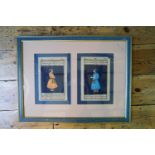 TWO FRAMED INDIAN MINIATURES 19TH CENTURY form manuscript's each 24cm high, 16cm wide