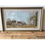 RURAL MANOR HOUSE SCENE Signed Paul Hardy 71cm x 36cm