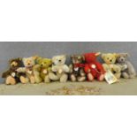 EIGHT ASSORTED STEIFF BEARS of various colours and fur (including red) 18cm high