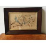 WATER COLOUR OF PARROTS, SIGNED H.BARTON, 1859 in rosewood frame