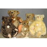 FIVE STEIFF BEARS OF VARIOUS HEIGHTS AND FURS 50cm max