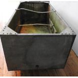 A VERY LARGE RIVETED GALVANISED AGRICULTURAL WATER TROUGH / GARDEN PLANTER 213cm long, 107cm wide,