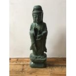 LARGE CHINESE CARVED SOAPSTONE FIGURE OF GUANYIN 20TH CENTURY 100cm high