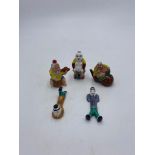 FIVE CHINESE FIGURAL PORCELAIN SNUFF BOTTLES 20TH CENTURY largest, 6.5cm high, smallest, 2cm high