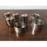 SET OF FOUR IRISH SILVER MINIATURE METHYR CUPS BY JOHNSON LTD, and three various hallmark silver