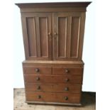 19th CENTURY WAXED PINE CUPBOARD ON CHEST