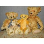 THREE MERRYTHOUGHT BEARS INCLUDING THE YES/NO TEDDY BEAR, A LIMITED EDITION NUMBER 552/1500 52cm max