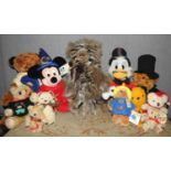 CHARLIE YEAR BEAR 2015 AND VARIOUS BEARS, MICKEY MOUSE, SCROUGE MCDUCK, PADDINGTON (13) 45cm max