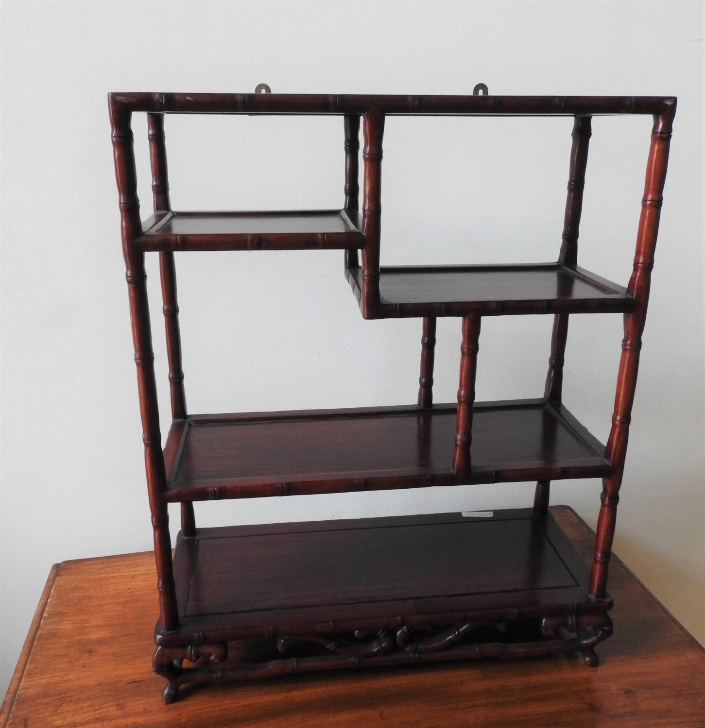 SET OF CHINESE SIMULATED BAMBOO HARDWOOD STANDING SHELVES 20TH CENTURY 58cm high, 45cm wide - Image 3 of 3