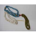 TWO CHINESE GLASS BEAD NECKLACES 20TH CENTURY (2)