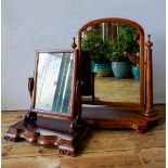 A LARGE VICTORIAN TABLE TOP SWING MIRROR AND ONE OTHER, 79 x 73cms and smaller