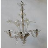 A MURANO GLASS CHANDELIER WITH GILDED GLASS