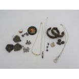 SILVER CELTIC BROOCH AND VARIOUS PIECES OF COSTUME JEWELLERY (13)