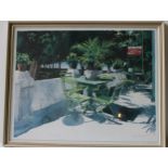 COLOUR LITHOGRAPH OF TERRAZZA, SIGNED RICHARDSON, 50 x 65cms