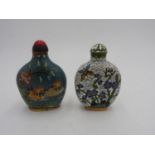 TWO CHINESE CLOISONNE SNUFF BOTTLES 20TH CENTURY 7.5cm high Property of a lady