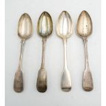 TWO PAIRS OF HALLMARK SILVER SERVING SPOONS, one pair Chester 1848, 10.3oz in total